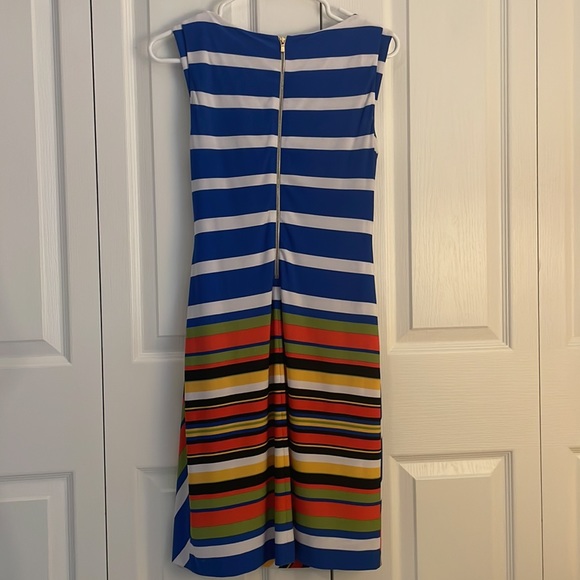 Tahari Arthur S. Levine Petite SZ 4P Blue/White Striped Sleeveless Dress - Picture 3 of 15